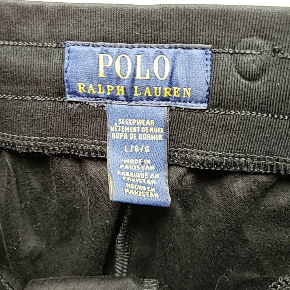 Polo Ralph Lauren Sleep Shorts Mens L Black Jersey Drawstring Lounge Pony Logo